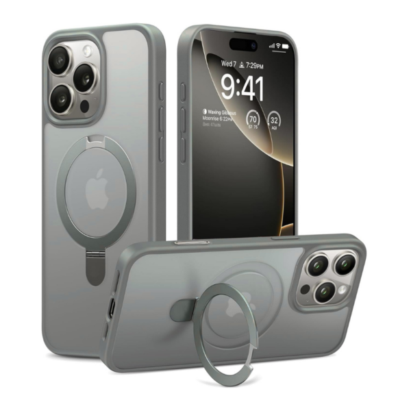 iPhone 16 Pro Max MagSafe Case with Ring Stand - Stone Gray